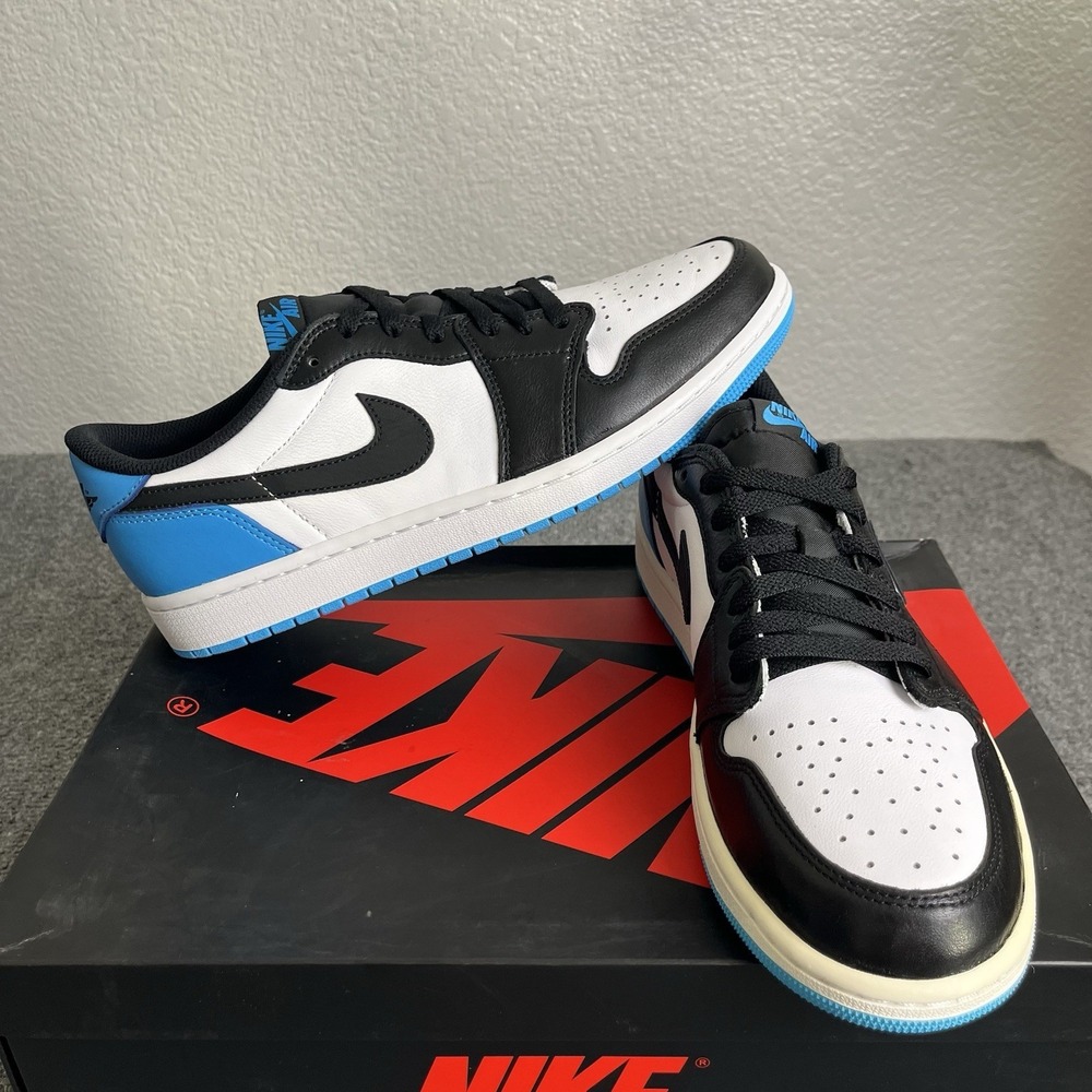 Nike Air Jordan 1 Retro Low OG White Powder Blue Black UNC CZ0790-104โ Size 10.5